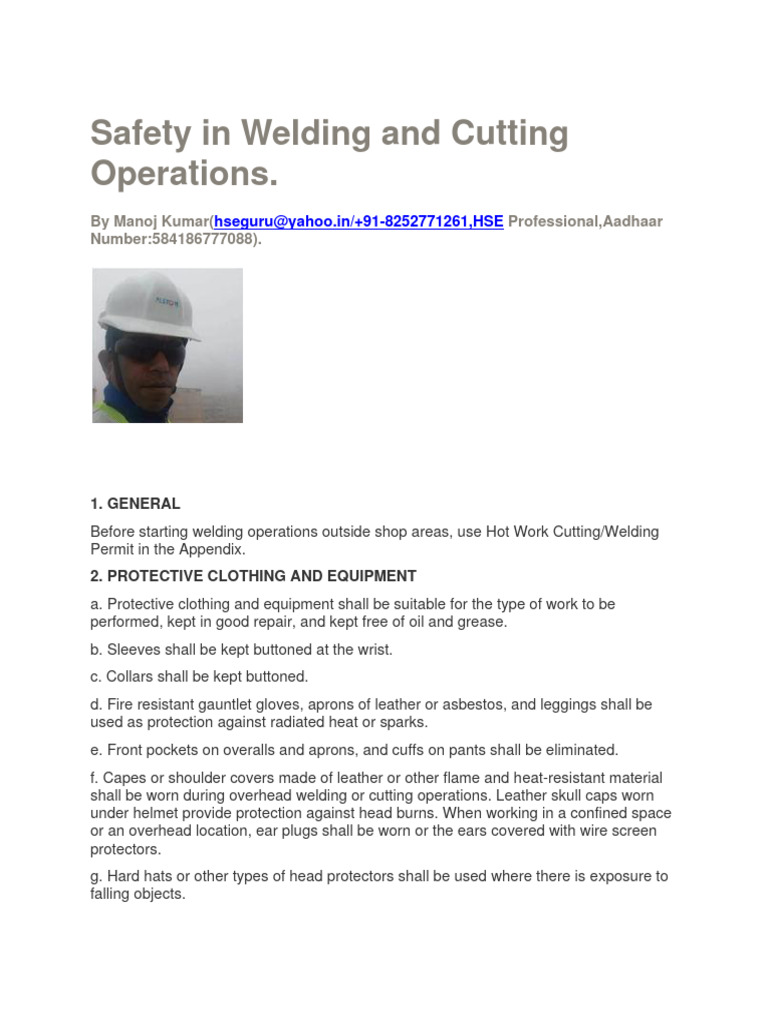 Safety in Welding and Cutting Operations. PDF Welding Construction