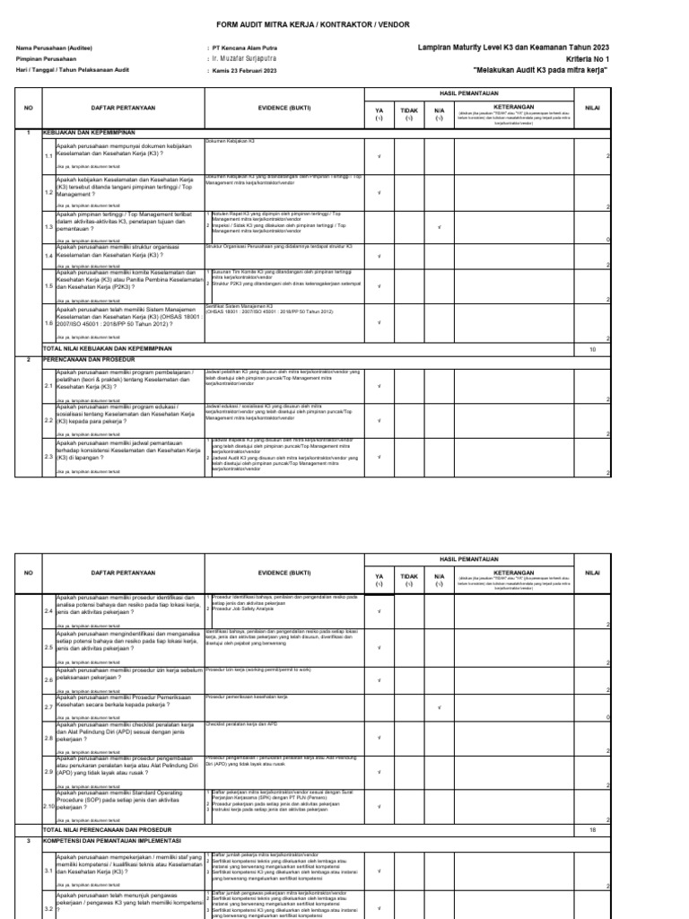 Form Audit TW I 2023-Edit | PDF