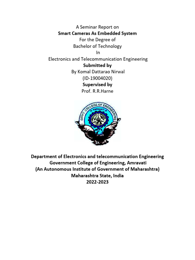 A Seminar Report 19004020 | PDF | Embedded System | Charge Coupled Device