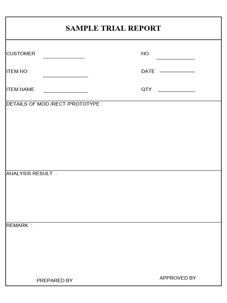 Sample Trial Report Blank Format PDF