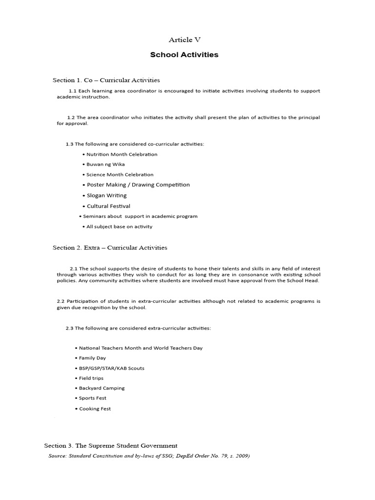 School Activities Pdf