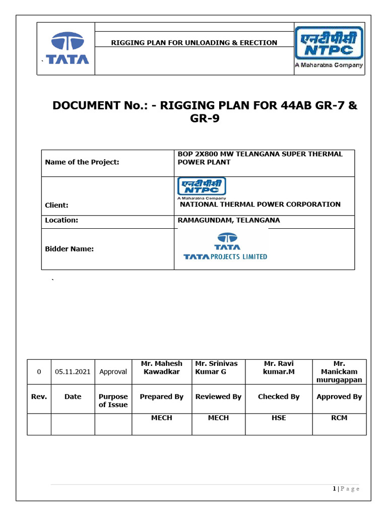 Rigging Plan for Conveyor Erection | PDF