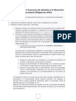 El Examen para El Proceso de Admisión A La Educación Secundaria Obligatoria