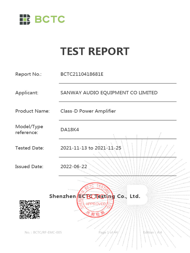 EMC Test Report for Sanway DA18K4 | PDF | Electrostatic Discharge ...