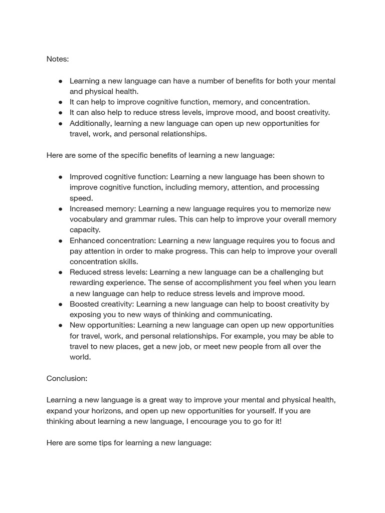 Benefits of Learning a New Language | PDF | Learning | Attention