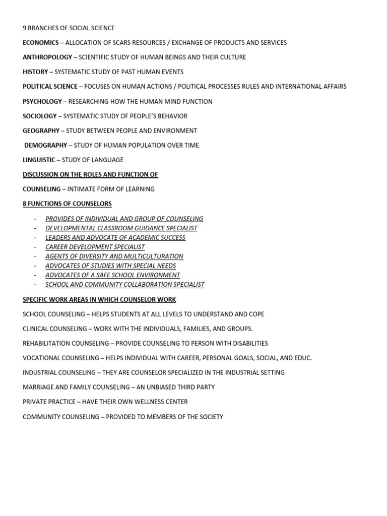 Overview of Social Science Branches | PDF