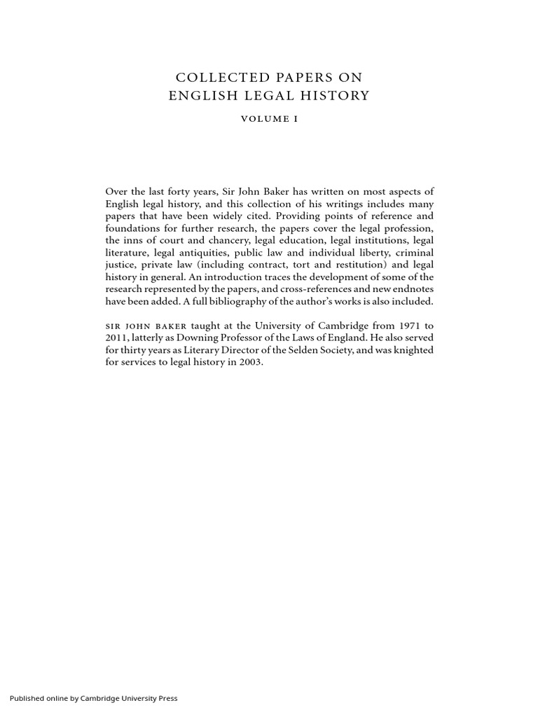 Collected Papers On English Legal History PDF