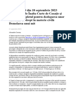 Decizia NR 50 Din 18 Septembrie 2023 Pronunțată de Înalta Curte de Casaţie Şi Justiţie Completul Pentru Dezlegarea Unor Chestiuni de Drept În Materie Civilă Demolarea Unui Mit