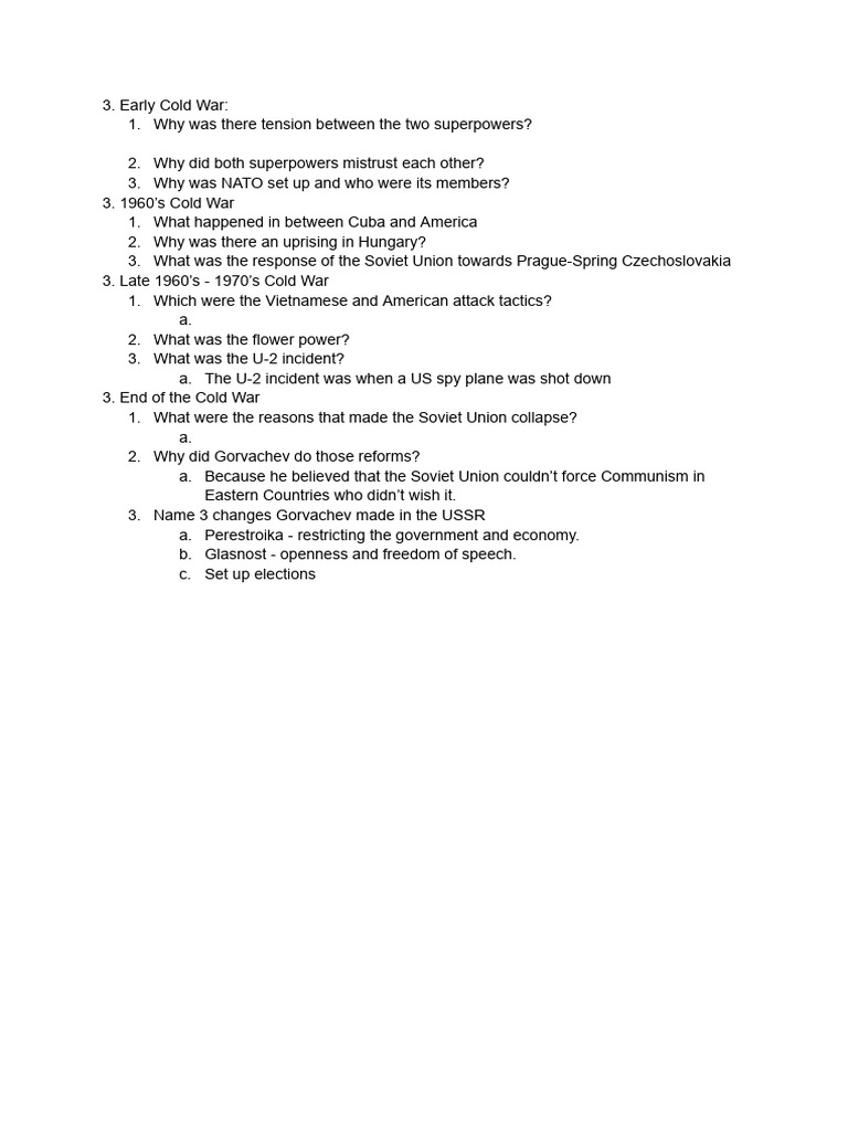 Cold War Questions PDF