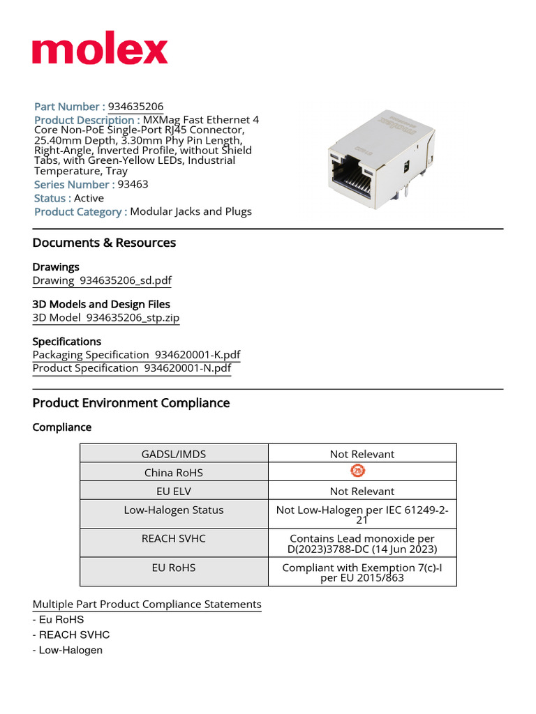 Documents & Resources: Part Number: Product Description | PDF