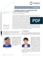 Technologies of lithium recycling from waste lithium ion batteries