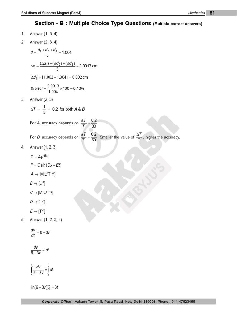 Section b multiple choice type questions 1 answer 1 3 4 2