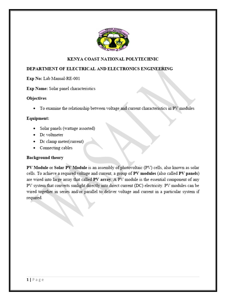 Solar Lab RE-001 | PDF