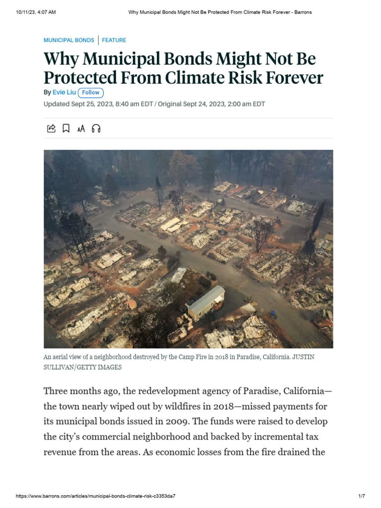 Climate Risks to Municipal Bonds | PDF