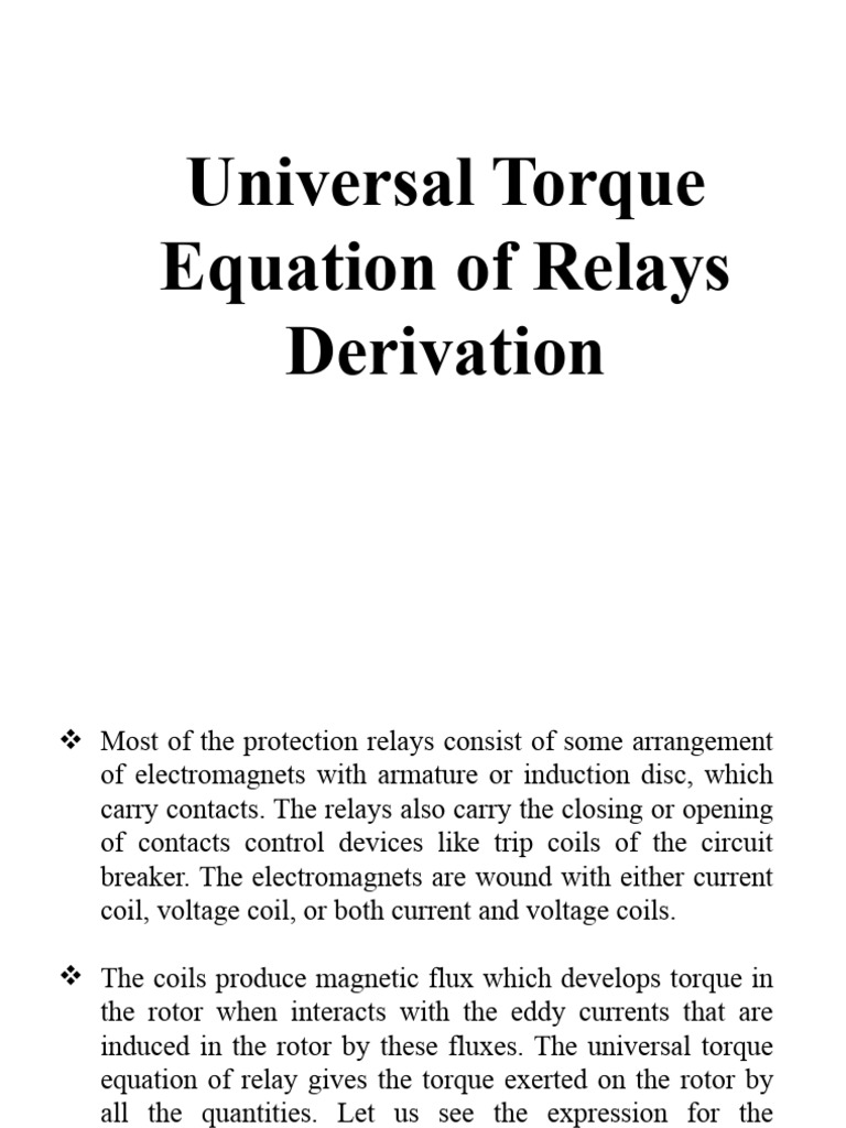 Universal Torque Equation Derivation PDF