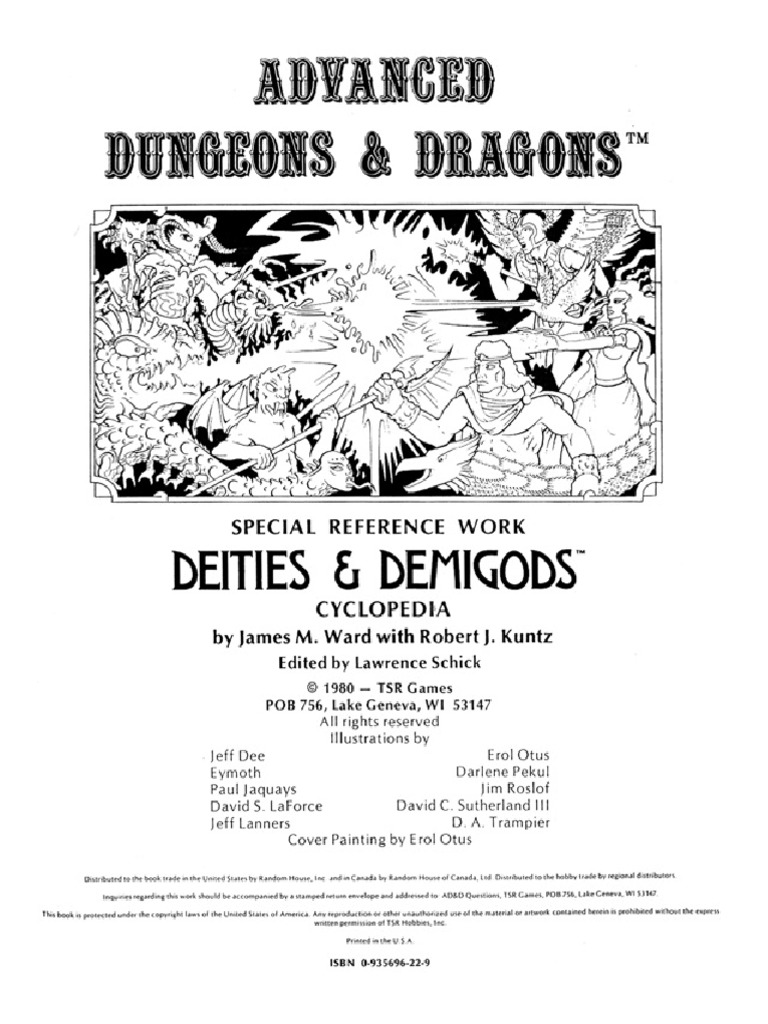 Deities & Demigods D&D TSR 128 pages NO CTHULHU Dungeons
