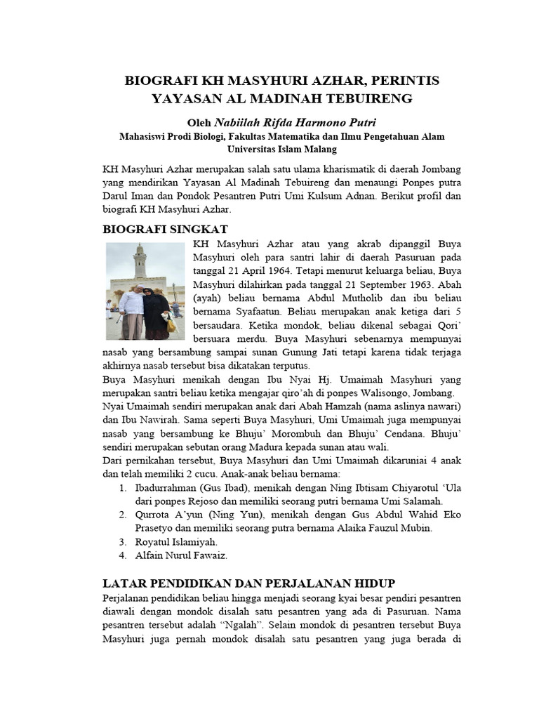 Biografi KH Masyhuri Azhar | PDF