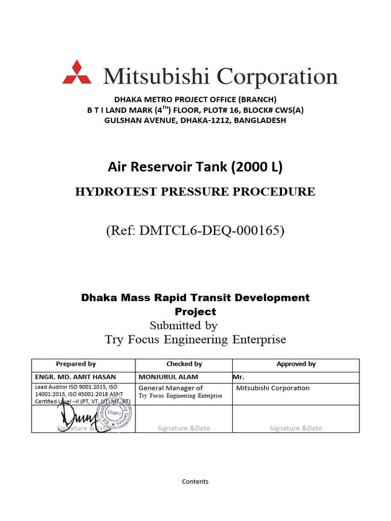 Hydrotest Pressure Procedure 2023 Pdf Nondestructive Testing