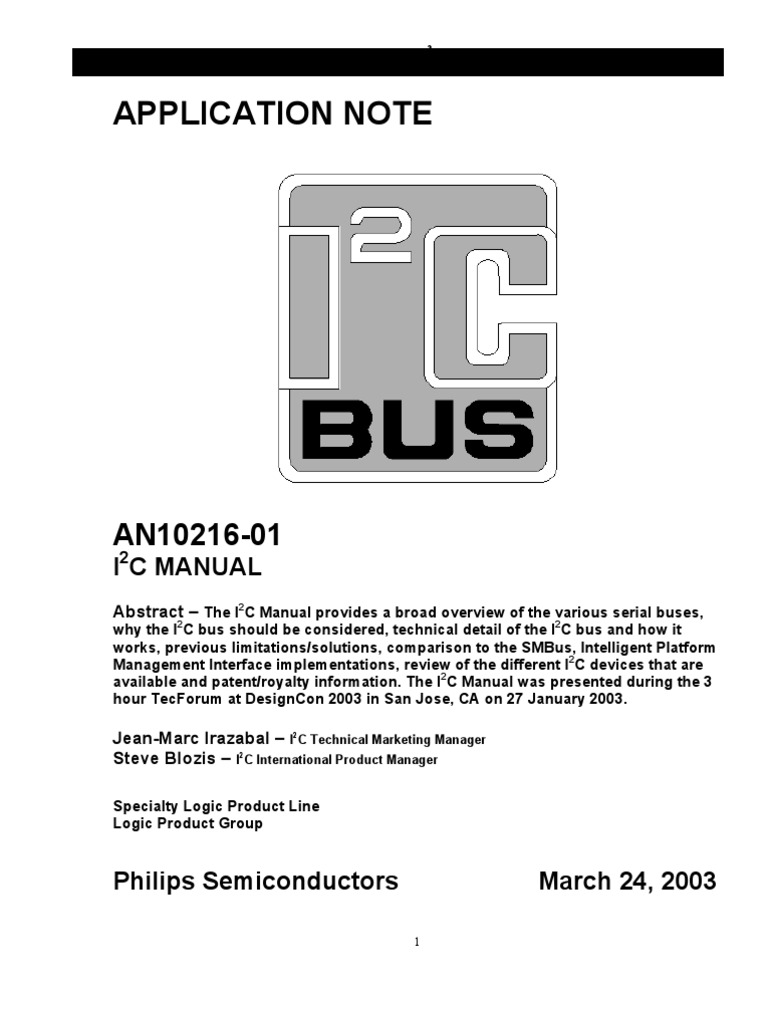 I2C Bus Manual | PDF | Telecommunications | Office Equipment