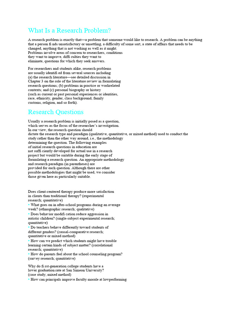 What Is A Research Problem | PDF | Quantitative Research | Methodology