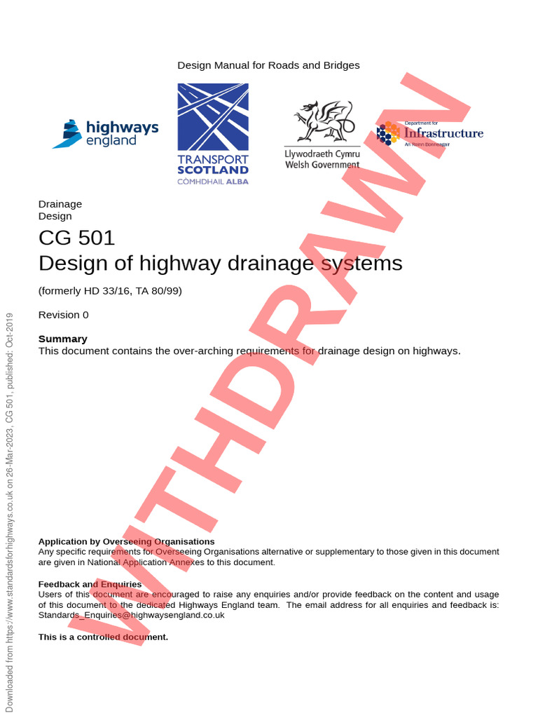 Highway Drainage Design Manual CG 501 | PDF | Road | Drainage