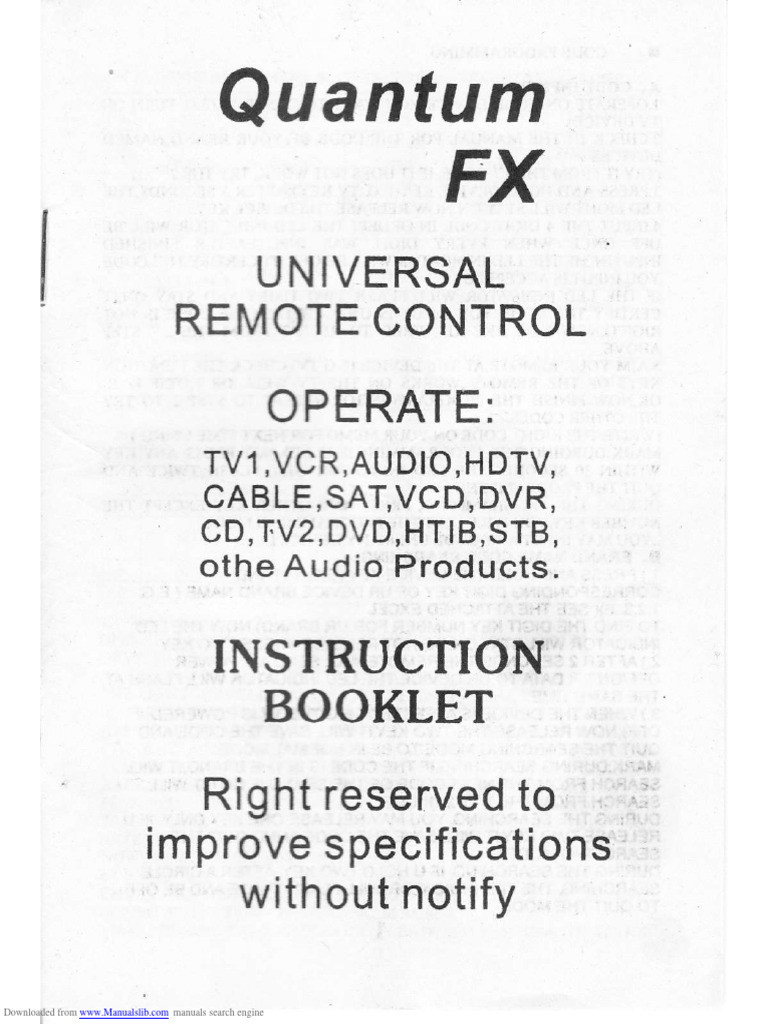QFX Universal Remote Programming Guide | PDF | Companies | Consumer ...