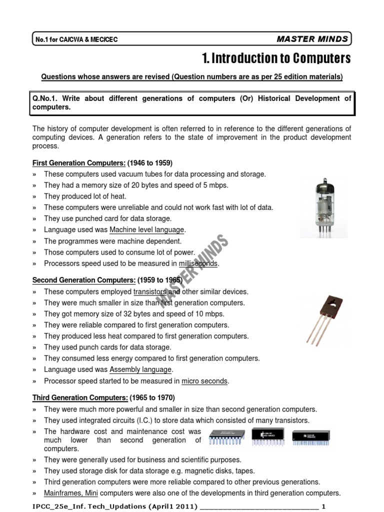 Introduction To Computers: Master Minds | PDF | Computer Data Storage ...
