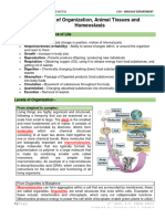 Levels of Organization, Animal Tissues, Organ Systems and Homeostasis