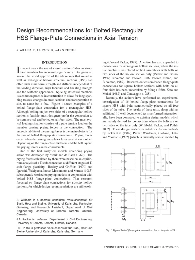 Bolted Rectangular RHS in Axial Tension | PDF