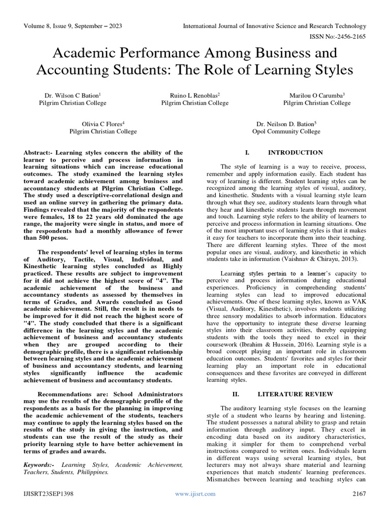 Academic Performance Among Business and Accounting Students: The Role ...