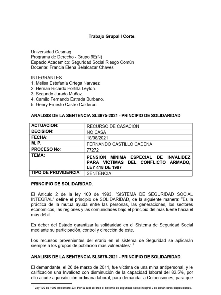 Sentencia SL3675-2021 CSJ | PDF | Pensión | Bienestar