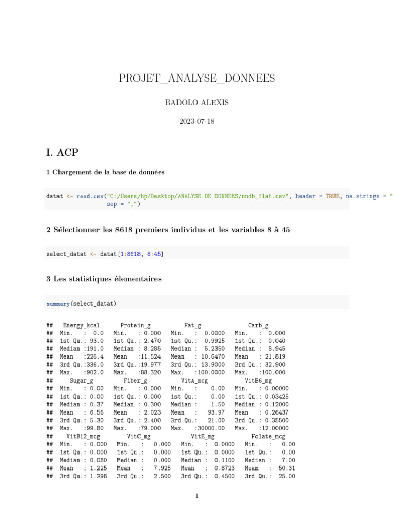 Projet Analyse Donnees | PDF