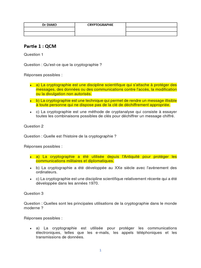 Projet GIZ QCM Reponse | PDF | Art | Ordinateurs