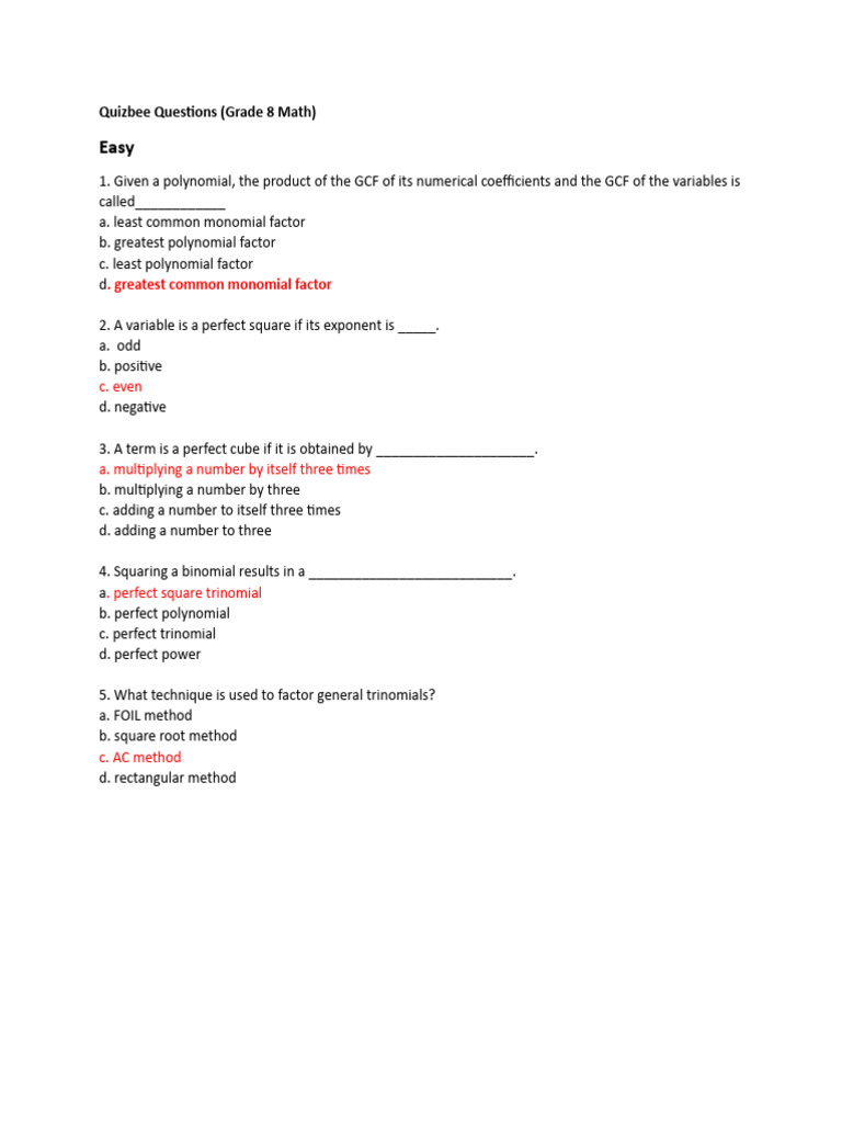 General Knowldege Quizbee Questions | PDF