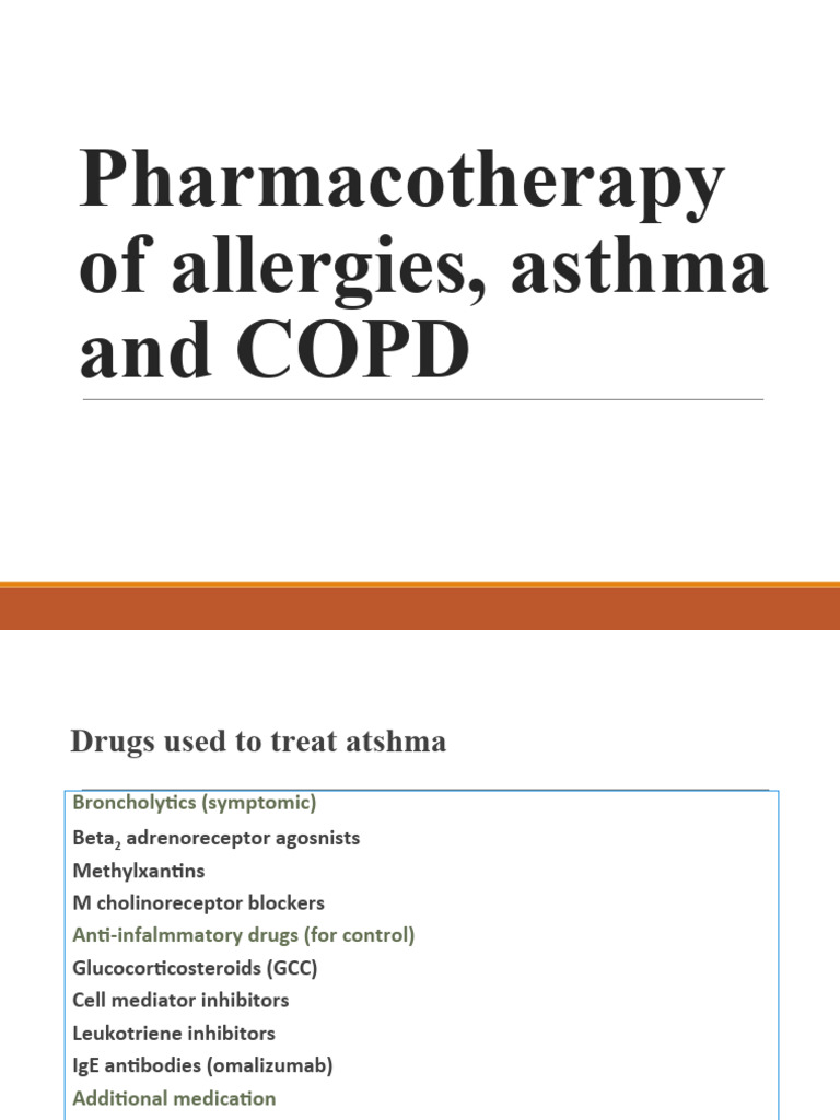 Pharmacology of Allergies, Asthma and COPD | PDF