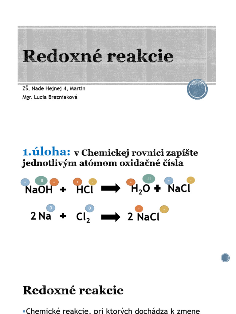 Redoxne Reakcie Preze | PDF
