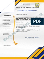 Certificate of Oneness
