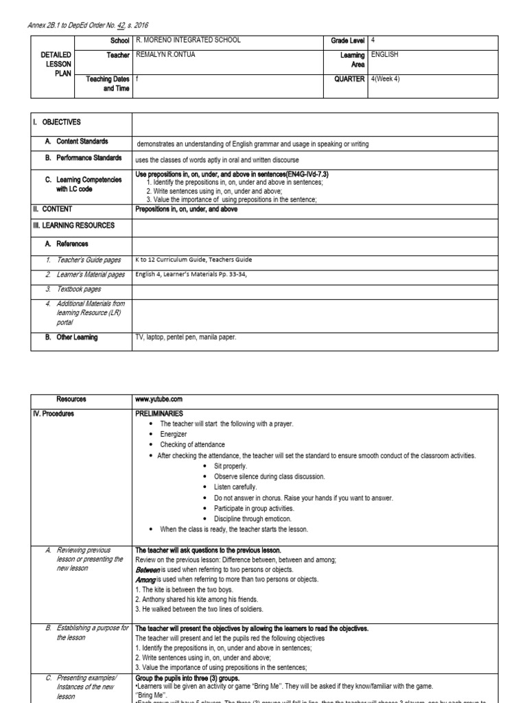 REMALYN Lesson Plan For Demo | PDF | Teachers | Learning