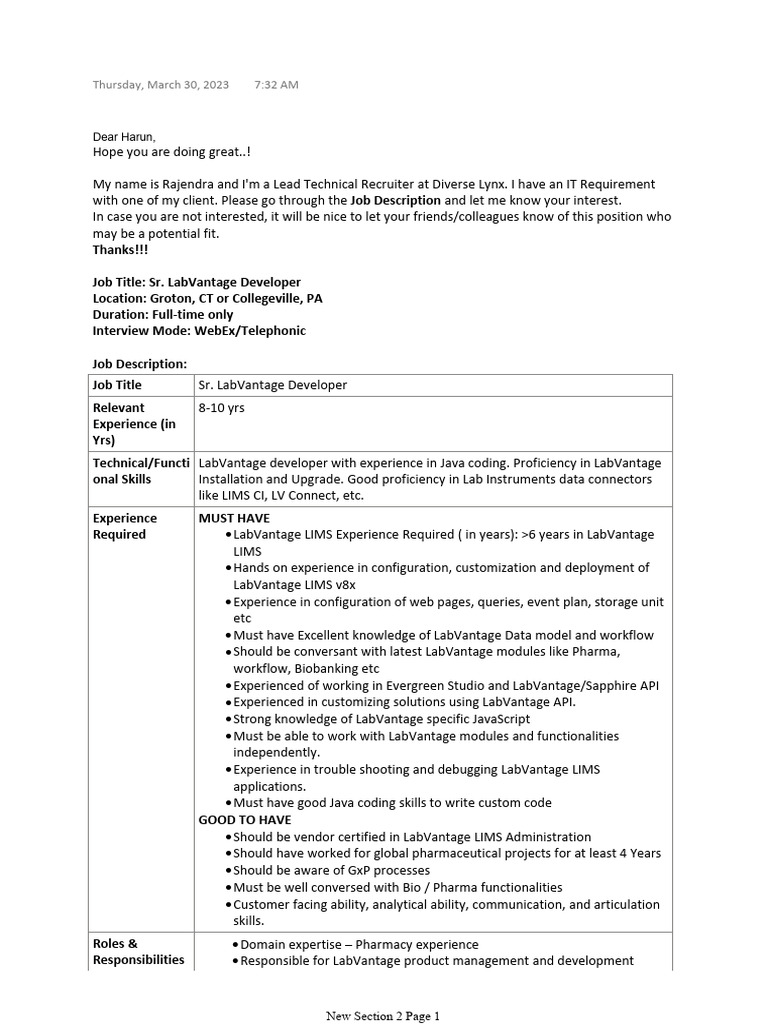LIMS Labvantage Developer1 | PDF