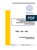 ONC-RG-008 Reglamento General de Suspension Retiro y Reduccion de Alcance de Certificacion. Rev 01