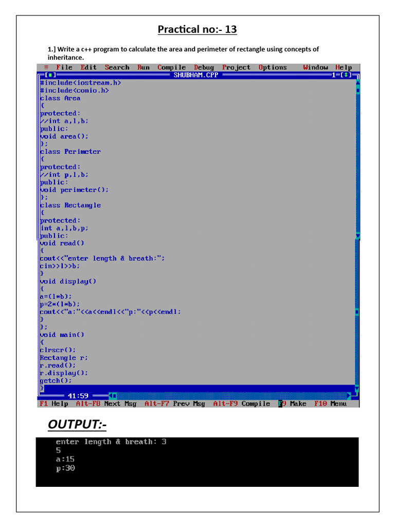 C++ Program for Rectangle Area & Perimeter | PDF | Technology & Engineering
