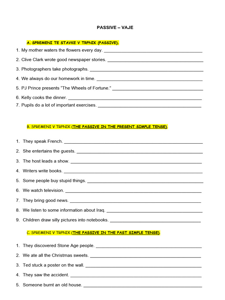 R - PASSIVE - Vaje Za Trpnik | PDF