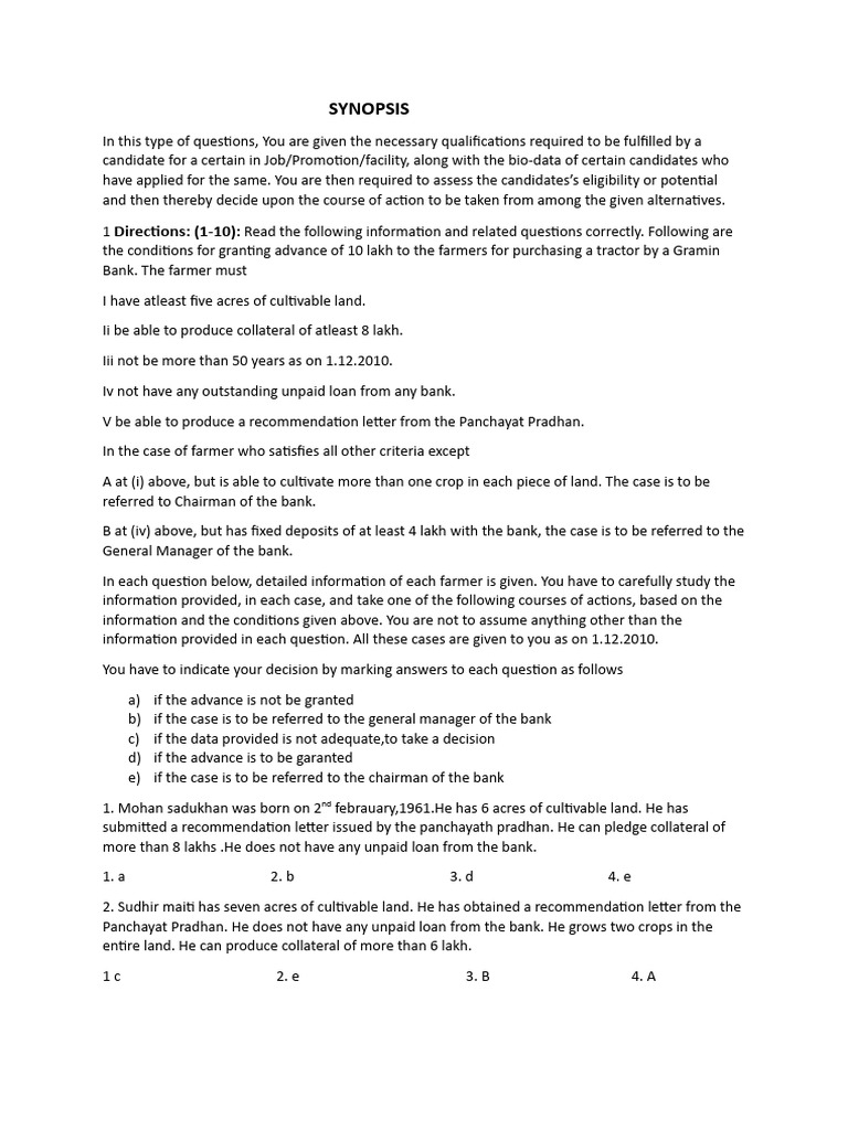 SI decision making test | PDF