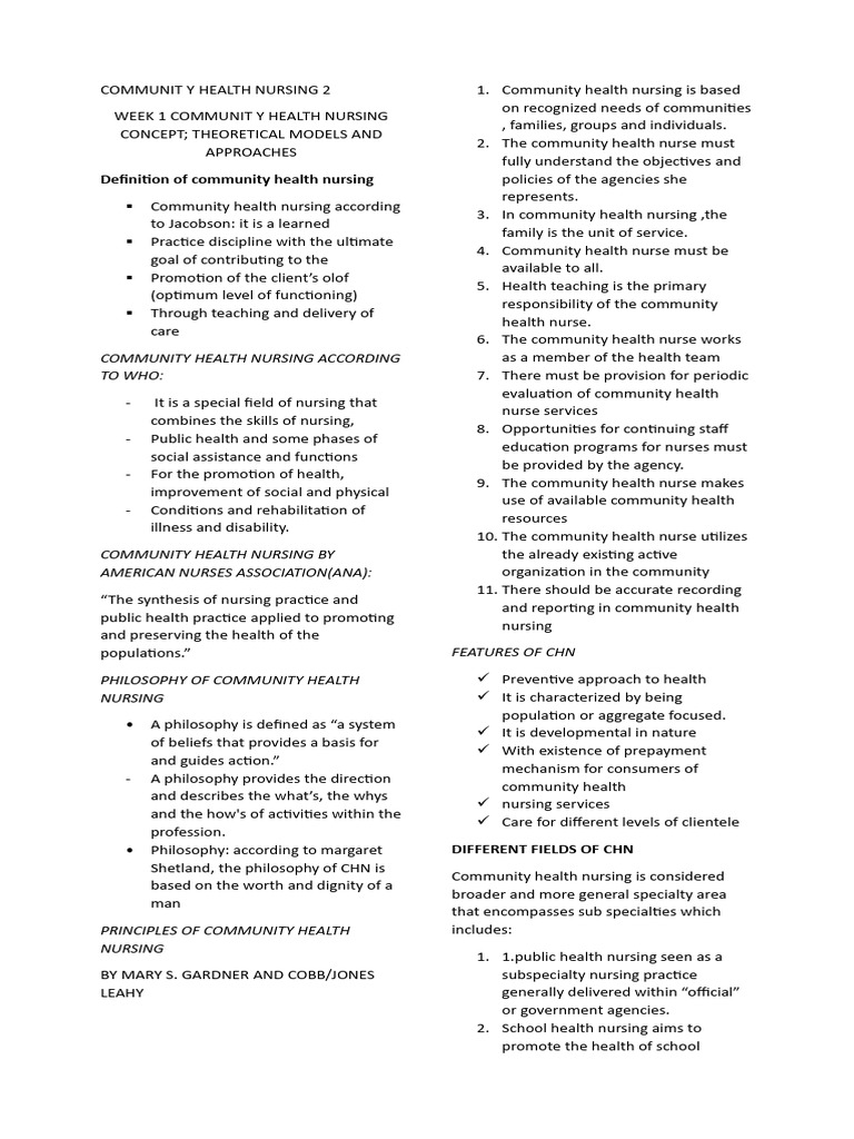 Community Health Nursing Overview | PDF | Health Policy | Public Services