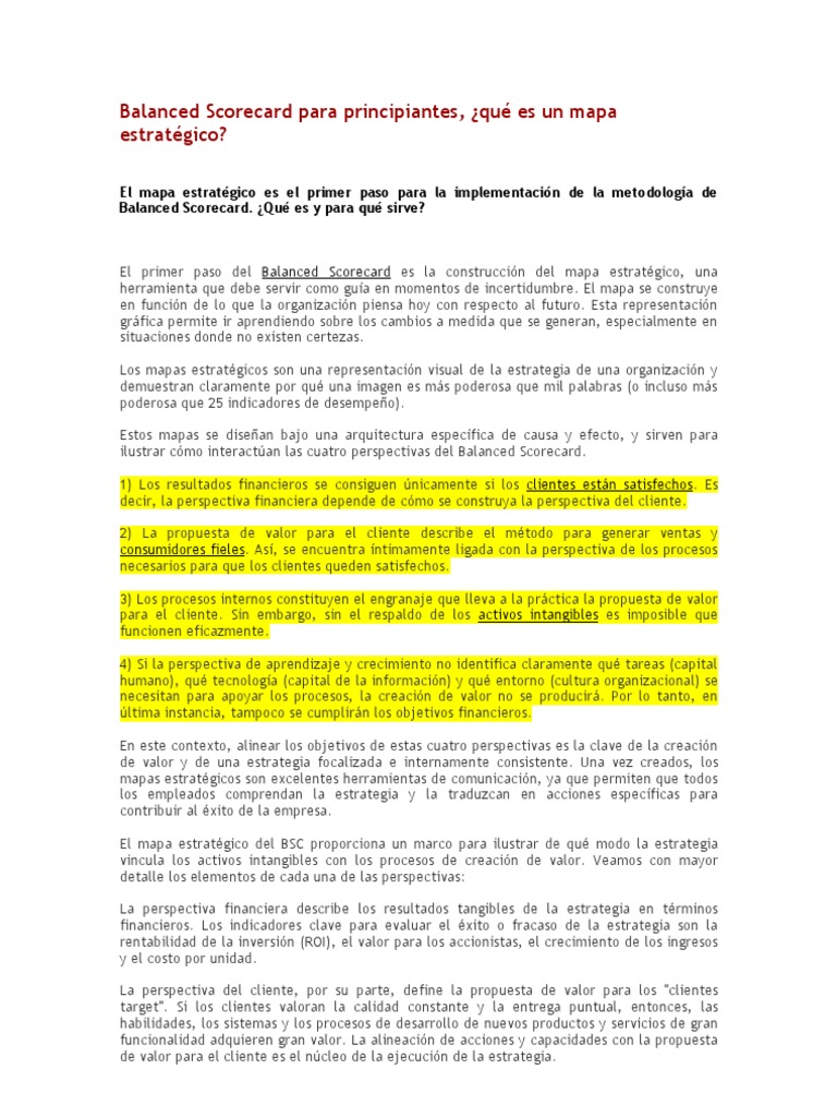 Mapa Estratégico del Balanced Scorecard | PDF | Innovación | Planificación