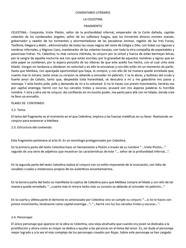Ejemplo de Comentario Literario | PDF