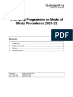 Changing Programme or Mode of Study Procedures