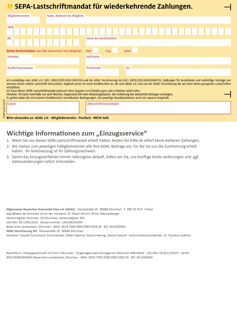 Erklärung Sepa Lastschrift | Einzugsermächtigung erteilen – BOWS