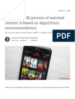 Netflix Says 80 Percent of Watched Content Is Based On Algorithmic Recommendations