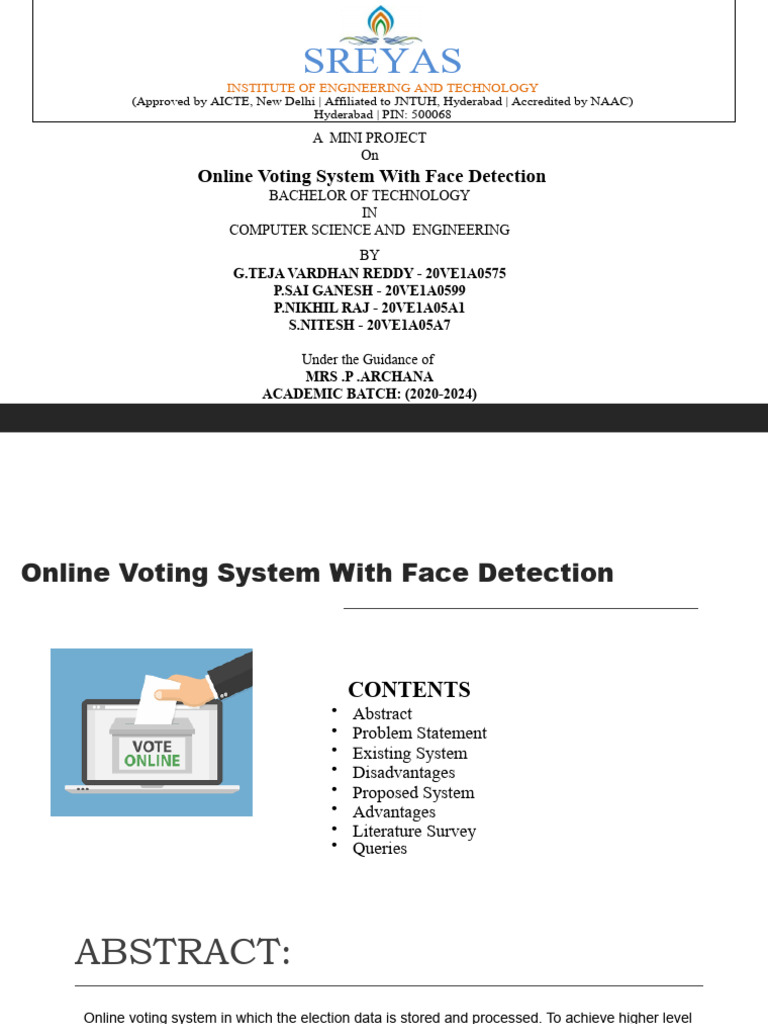 Online Voting System With Face Detection Abstract Review | PDF
